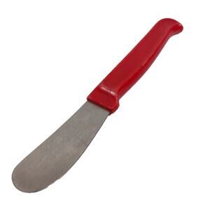 Vintage Japan Cheese Spreader Stainless Steel Red Plastic Handle Butter Knife 6"